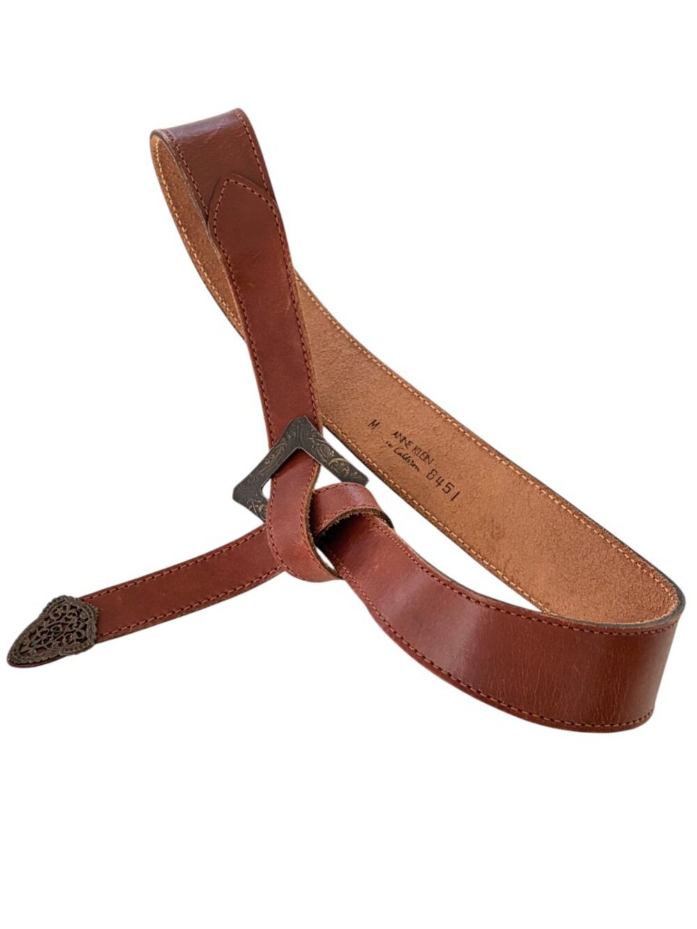 vtg ANNE KLEIN x CALDERON looped leather belt M